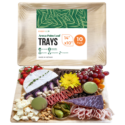 Disposable Palm Leaf Trays 14" x 10" | 10 Pcs Bulk