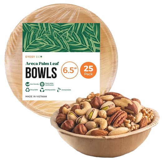Disposable Palm Leaf Bowls 6.5" | 25 Pcs Bulk